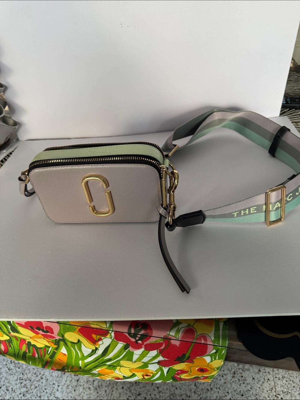 Marc Jacobs Two-Tone Crossbody Bag in Light Gray and Mint